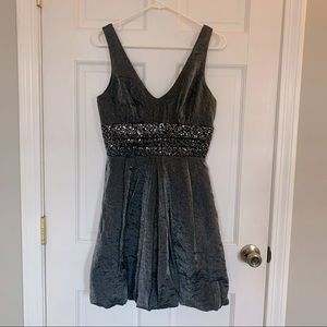 Shiny metallic silver mini dress